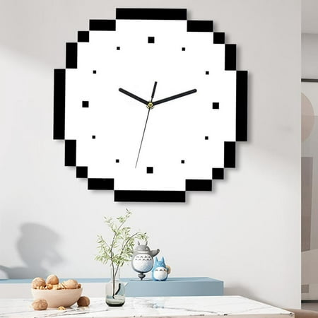 12inch Large Round Art Acrylic Mosaic Clock Wall Watch Bedroom Living Room Bathroom Dinner Decorative Ornament