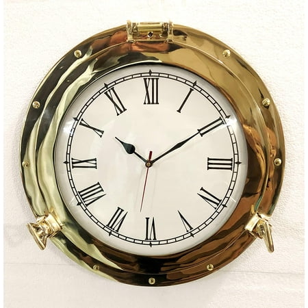 15 Antique Marine Solid Brass Ship Porthole Analog Clock Nautical Wall Hanging Clock Home Decor