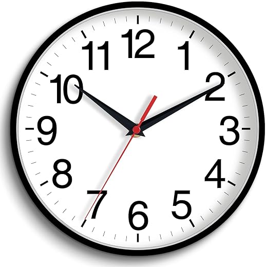 16 Inch Wall Clock, Modern Battery Operated Wall Clocks, Silent Non Ticking Large Analog Clock for Living Room, Office, Home, Bedroom, Kitchen, Bathroom(Black)