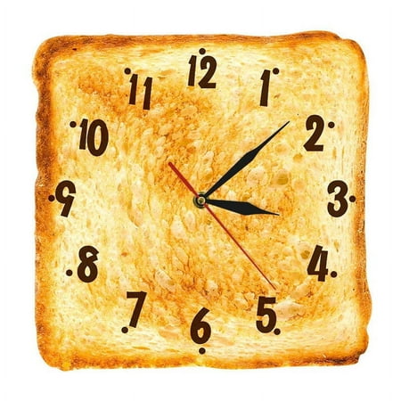 1pc Toast Wall Clock Gourmet Household Toast Wall Clock Baked Bread Modern Wall Clock Restaurant Room Decor Clock Wall Clock