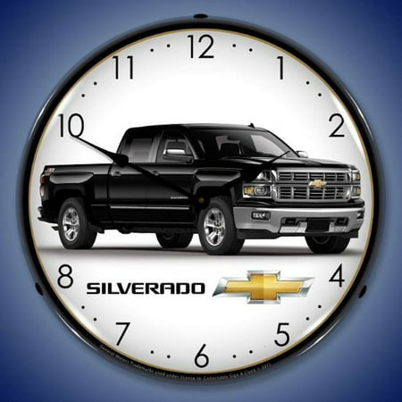 2015 Chevrolet Silverado Pickup Truck Wall Clock (Black), Lighted