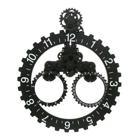 27 Industrial Style New Metal Gear Mechanical Wall Clock Black