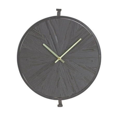 2 in. Circle Black Solid Wood Analog Wall Clock