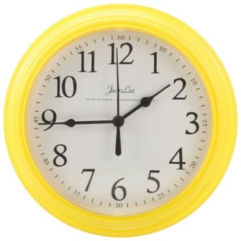 9 Inch Wall Clock Yellow Office Decor Round Number Vintage Clocks Battery Operated