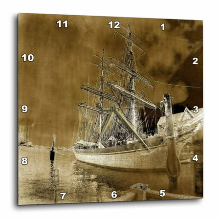 3dRose Galvestons Elissa Tall Ship - Wall Clock, 10 by 10-inch