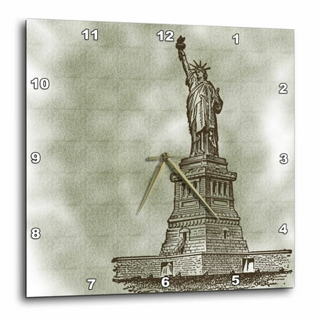 3dRose Vintage Statue of Liberty - New York City Americana - Wall Clock, 10 by 10-inch