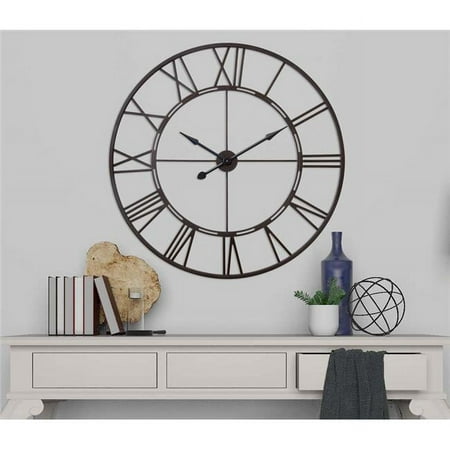 43.5 in. Oversized Roman Round Wall Clock, Oil Rubbled Bronze