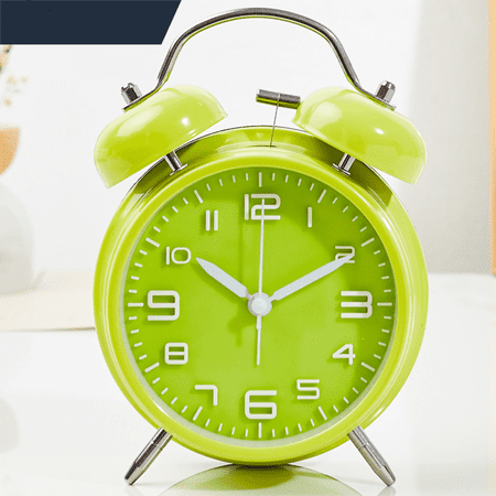 4 inches Twin Bell Alarm Clock with Stereoscopic Dial, Backlight, Battery Operated Loud Alarm Clock-Green