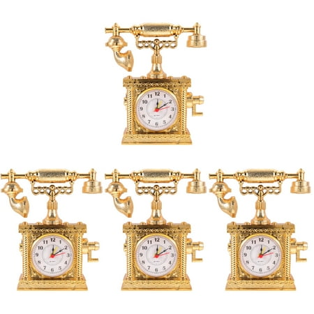 4 PCS Telephone Desk Clock Retro Toy Vintage Model Simulated Clocks Digital Wall Office Child