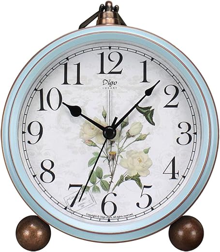 5.2in Desk Clock, Retro Silent Analog Clock Non-Ticking & Battery Operated with Quartz Movement,Clock Decor for Bedroom Living Room