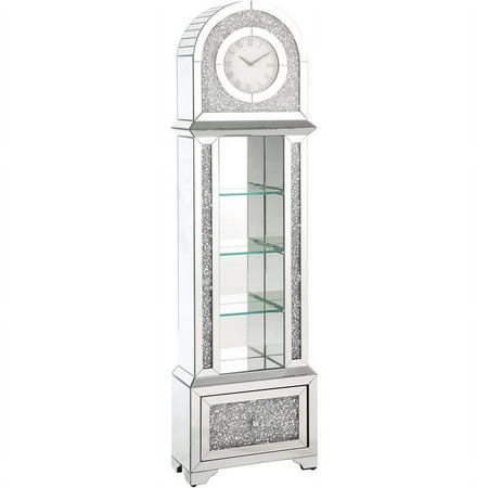 ACME Noralie Grandfather Clock in Mirrored & Faux Diamonds