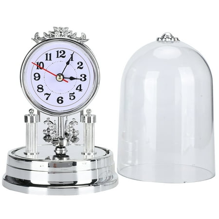 ACOUTO Exquisite Workmanship Home Decorative Table Clock, Silent Comfort Suitable for Living Room Bedroom Bathroom, Desktop Clock with Base Beautiful Silver