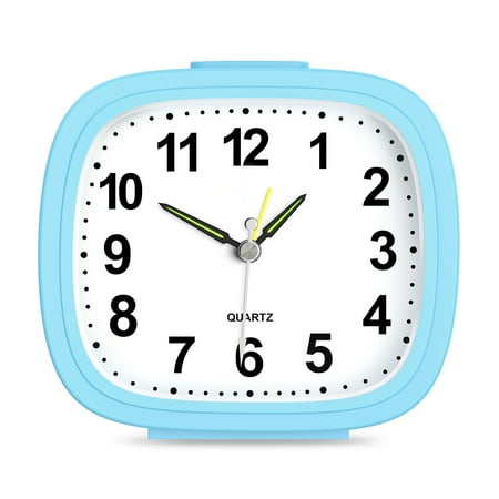 Alarm Clock, AMIR Silent Non Ticking Alarm Clock with Snooze & Night Light Alarm Clock for Kids Bedroom Bedside Office Blue