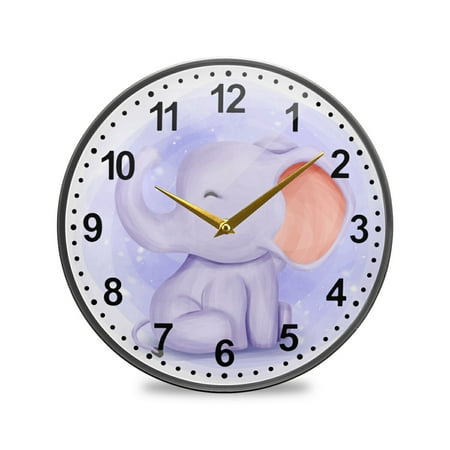 ALAZA Baby Elephant Cute Animal Wall Clock Battery Operated Silent Non Ticking Clocks for Living Room Decor 12 Inch / 9.5 Inch