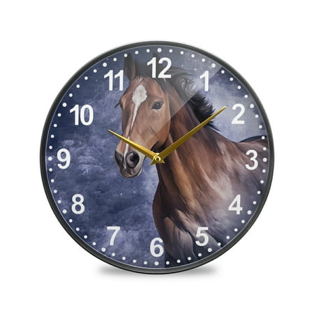 ALAZA Vintage Horse AnimalWall Clock Battery Operated Silent Non Ticking Clocks for Living Room Decor 12 Inch / 9.5 Inch