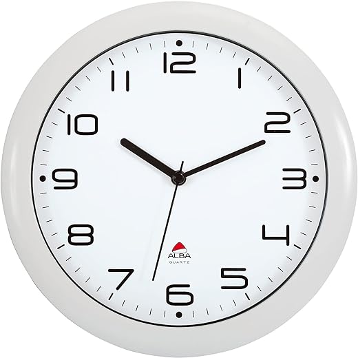 ALBA 12 Silent Wall Clock with Quartz Mechanism, White (HORNEWBC)