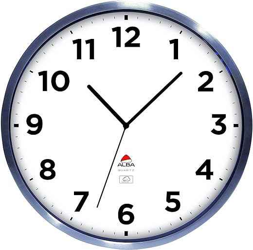 Alba Horextra 14-Inch Outdoor Wall Clock, Silver