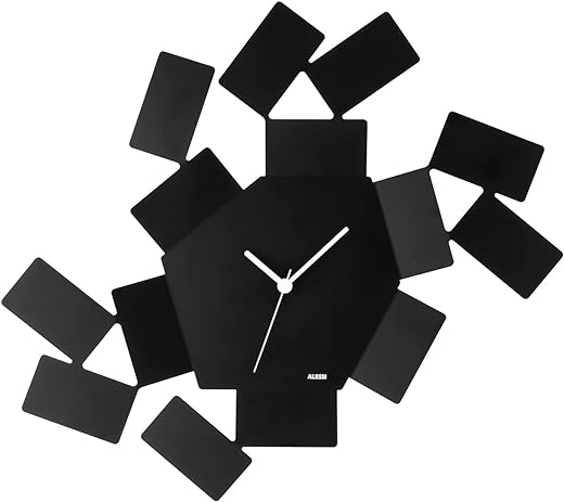 Alessi Aleesi MT19 B Stanza Scirocco Wall Clock, 46.00 x 33.50 x 4.00 cm, Black