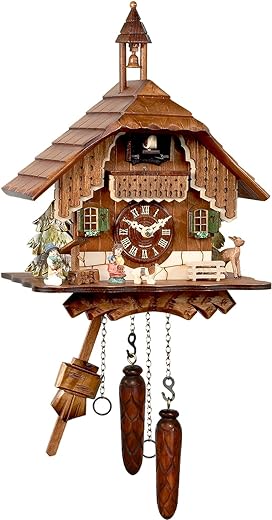 Alexander Taron Seasonal Decorative Collectible Engstler Battery Operated Cuckoo Clock Full Size 12" H x 9.25" W x 6" D