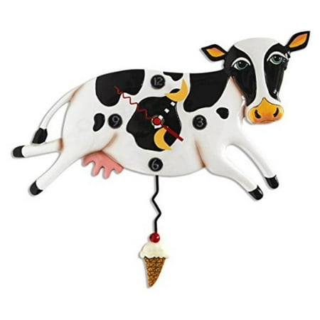 Allen Designs Bessy Cow Whimsical Pendulum Wall Clock