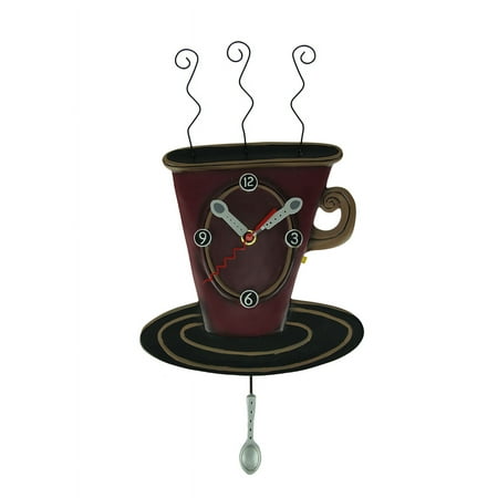 Allen Designs Cozy Cafe Pendulum Resin Wall Clock 12.25 inches High