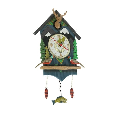 Allen Designs Mountain Time Lodge Theme Decorative Pendulum Wall Clock