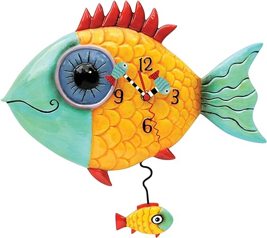 Allen Designs P8056 Wide-Eyed Fishy Pendulum Wall Clock 13.5"