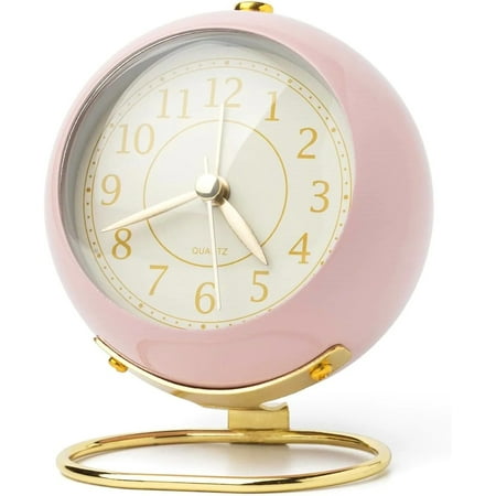 Analog Alarm Clocks, Retro Backlight Cute Simple Design Small Desk Clock Non-Ticking