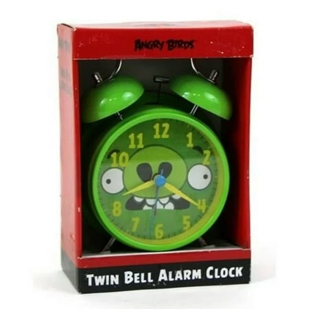 Angry Birds Twin Analog Child Bell Alarm Clock Green Pig