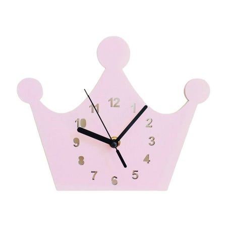 AOOOWER Wall Clock Kids Telling Time Clock Silent Non Ticking Easy to Read Numeral Crown Frame Wall Clocks for Kids Room Bedroom