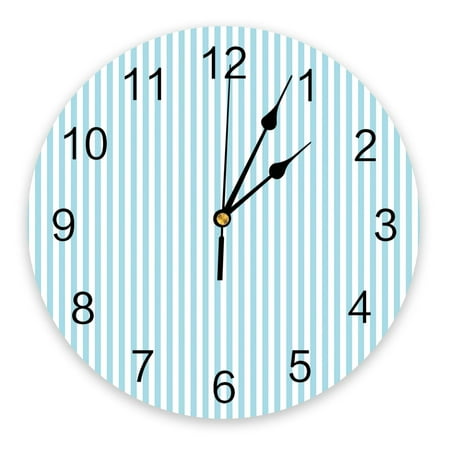 Aqua Blue Pinstripes Design Wall Clocks Silent Home Cafe Office Wall Decor Clocks for Kitchen Wall Art Large Wall Clocks 25cm