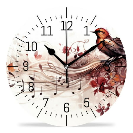 ATEDEANEI 12 Wall Clock Battery Operated Silent Non Ticking Music Hummingbird Beautiful