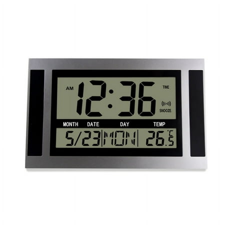 Atomic Clock with Temperature and Date – Self Setting Digital Wall Clock Battery Operated, Auto DST, Easy to Read