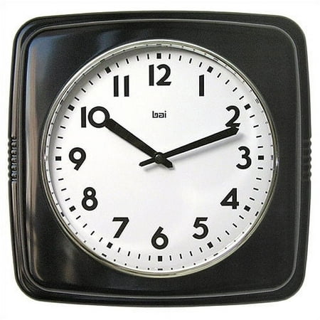 BAI Square Retro Wall Clock, Black