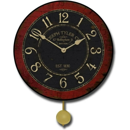 Bellingham Red Pendulum Wall Clock | Beautiful Color, Silent Mechanism, Made in USA