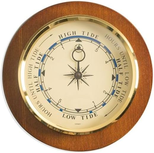 Bey Berk Tide Clock On 9" Cherry Wood with Brass Bezel