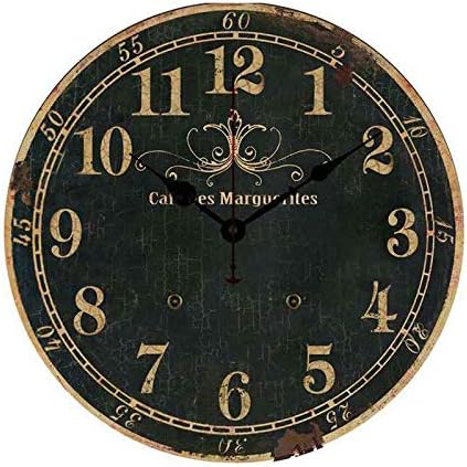 Black Marguerites Wall Clock Decorative Living Room Men Bedroom Round Silent Non-Ticking 10 inch