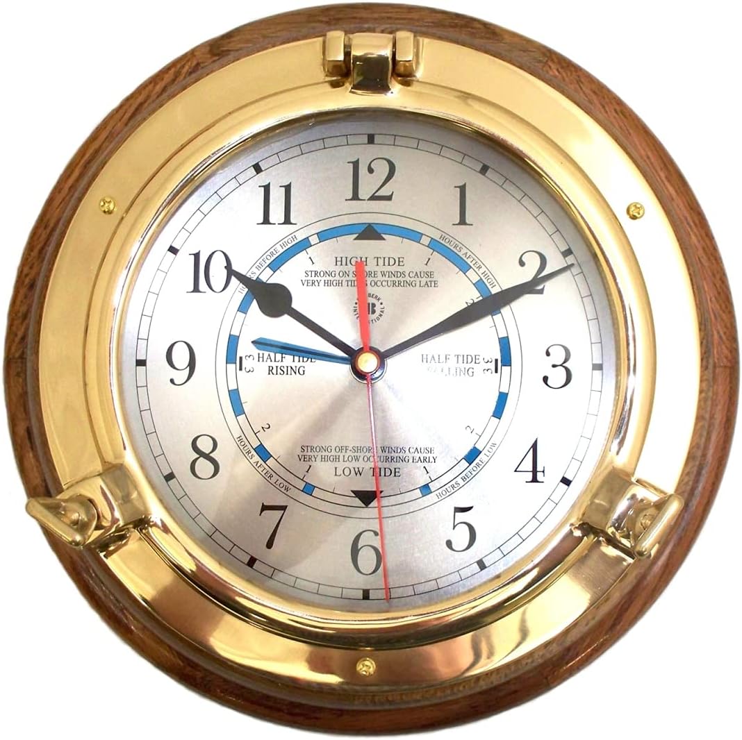 Brass Porthole Time and Tide Clock