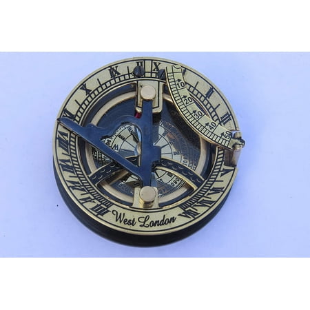 Brass Sundial Compass - Solid Brass Sun Dial Beautiful Antique Look Nautical Sundial Compass