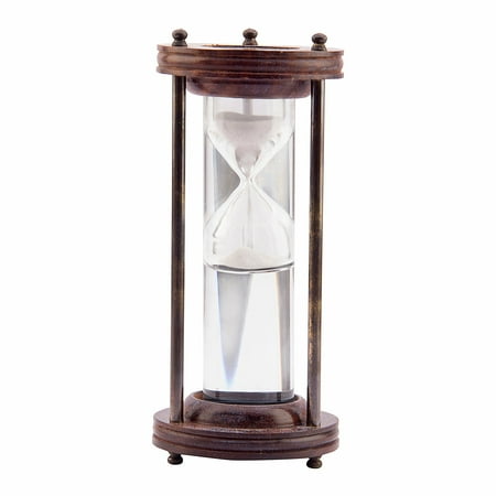 Brass World Antique Style Royal Navy London Sand Timer Floating in Water Hour Glass Clock Ideal for Exercise Tea Making Nautical Décor Height 8 inches