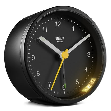 Braun BC12B: Timeless Black Analogue Alarm Clock with Snooze, Light, and Quiet Quartz Movement