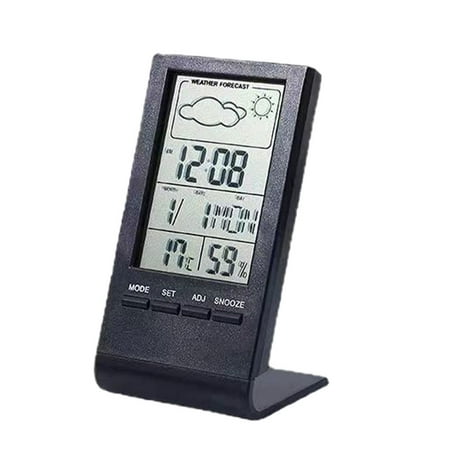 BrowQuartz Weather Alarms Clock LCD Large Screen Multifunctional Thermometer Heat Resistant Digital Table Decor Desk Decoration Supplies Black