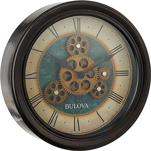 Bulova Industrial Motion Wall Clock, 12.8, Aged Black