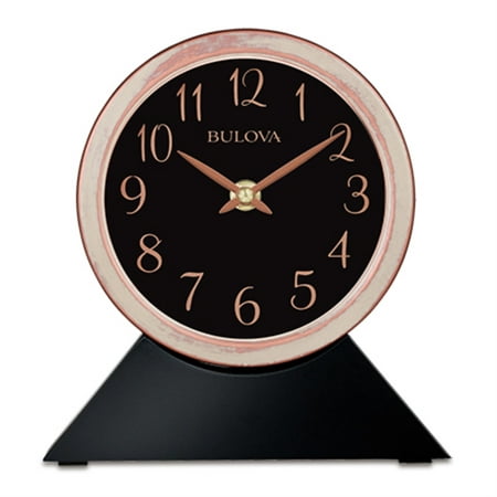 Bulova Port Jeff Black Solid Hardwood Aged Copper Finish Mantel/Wall Clock B5404