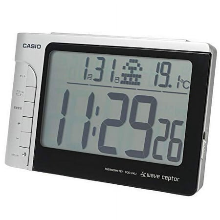 CASIO alarm clock radio wave silver digital temperature calendar display DQD-240J-8JF black