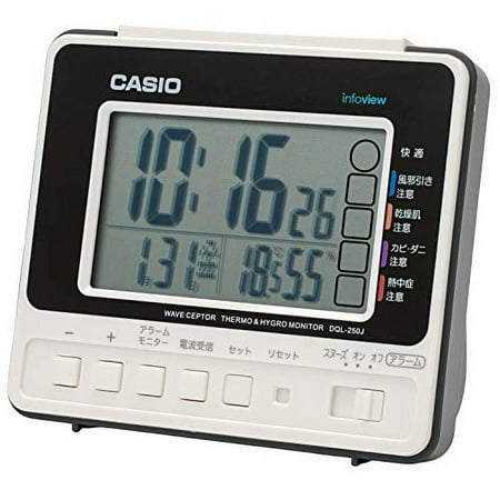 CASIO Alarm Clock Radio waves white Digital Living environment temperature humidity calendar Express DQL-250J-7JF// Display