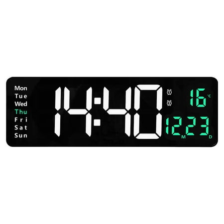 Chailin Large LED Digital Wall Clock Temperature Date Day Display USB Remote Control