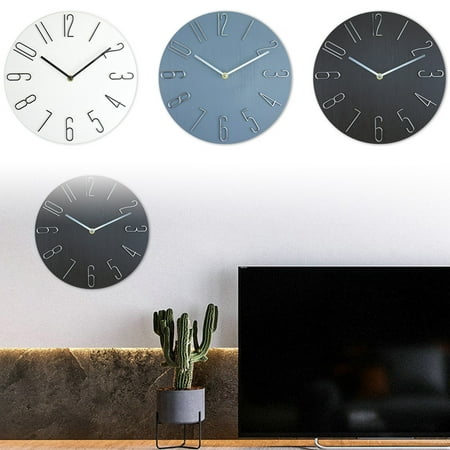 CIVG 12 Inch Large Wall Clock 3D Number Decorative Wall Clock Non-Ticking Silent Quartz Battery Operated Simple Round Wall Clock