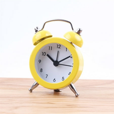 Classic Double Bell Mini Alarm Clock Quartz Movement Bedside Night Analog Clock