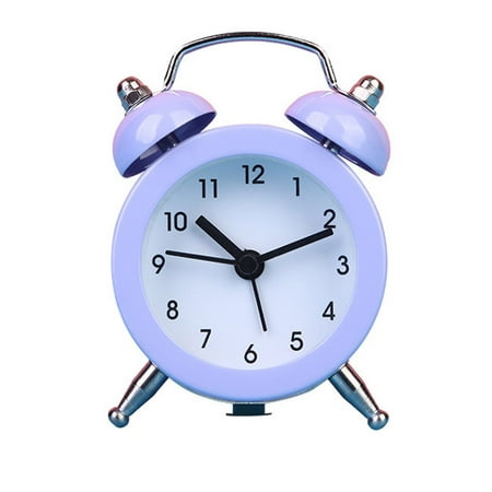 Classic Double Bell Mini Alarm Clock Quartz Movement Bedside Night Analog Clock